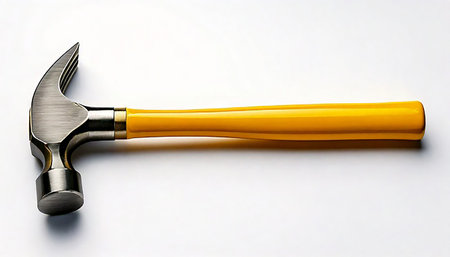 Hammer on white background with copy space for your text or designの素材