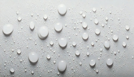 Water drops on a white background. Shallow depth of field.の素材