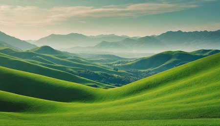 Beautiful spring landscape in Tuscany, Italy. Green hillsの素材