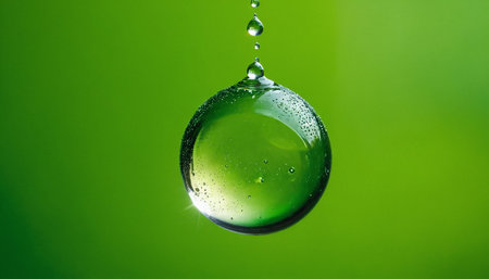 Water drop on green background. Water drops on green background. Water drops on green backgroundの素材