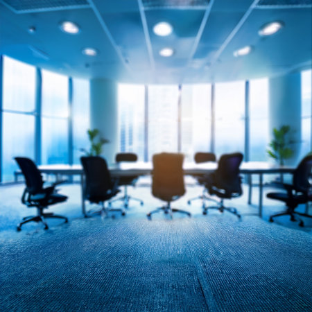 Interior of a modern conference room. Blurred abstract background.の素材