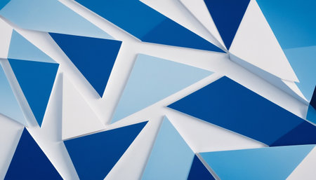 abstract background with blue and white paper triangles, 3d renderの素材