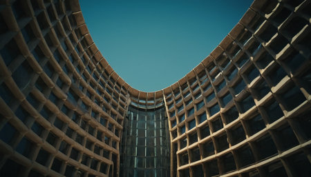 3d render of futuristic architecture. Futuristic building in the city.の素材