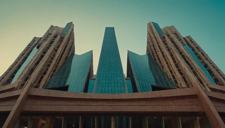 Modern skyscrapers in the financial district of Dubai, United Arab Emiratesの素材