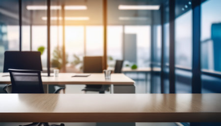 Table Top And Blur Office of the Background. 3D Renderの素材