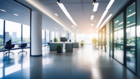 Blurred image of modern office interior for background usage. Toned.の素材