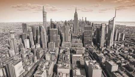 New York City skyline panorama with skyscrapers. USA.の素材