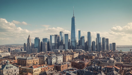View of the skyscrapers of the financial district of the cityの素材