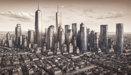 panoramic view of shanghai skyline with skyscrapersの素材