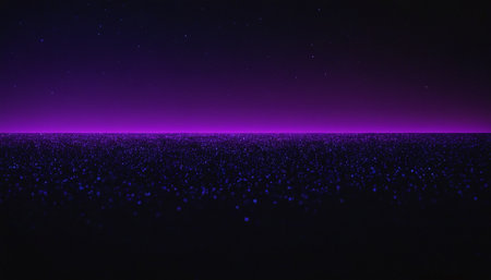 Glowing purple background with particles. 3d rendering, 3d illustration.の素材