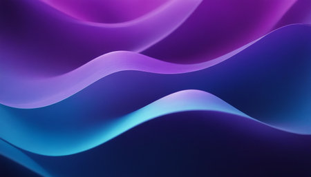 abstract background with smooth wavy lines in purple and blue colorsの素材