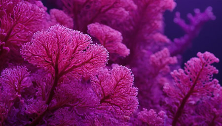 Purple corals under the water in the aquarium. Abstract background.の素材