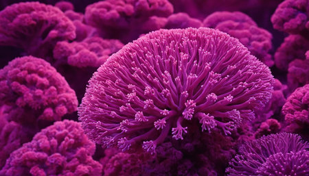 Purple coral. 3d render, 3d illustration. Coral backgroundの素材