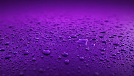 Water drops on a purple background. Water drops on a purple background.の素材