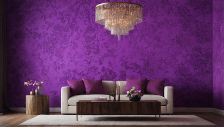 interior with purple wall and sofa 3d illustration,renderingの素材