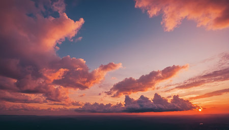 Aerial view of beautiful sunset sky with clouds and sea at Phuket, Thailandの素材