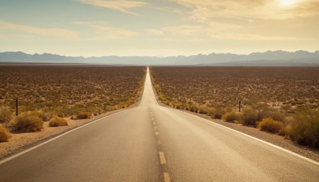 Road in the Mojave Desert, California, United States of Americaの素材