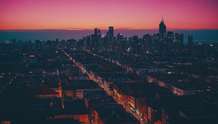 Aerial view of Philadelphia skyline at sunset, Pennsylvania. USA.の素材