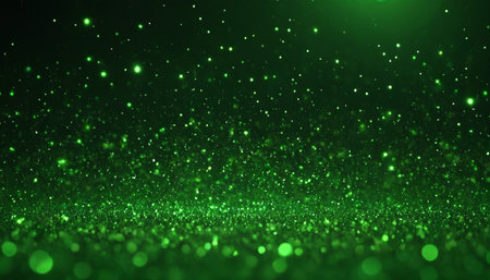 green glitter particles lights bokeh defocused abstract background. 3d renderingの素材