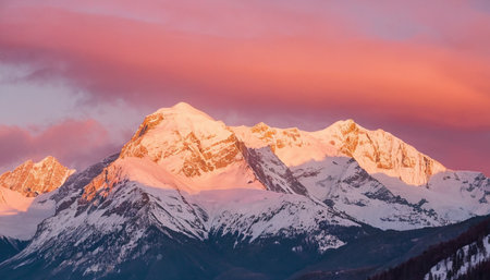Beautiful sunset in Himalayas, Annapurna Circuit Trek, Nepalの素材