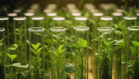 Plantation of plants in the laboratory, biotechnology concept.の素材