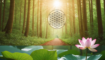 Lotus in the morning, Lotus flower blooming in the morning.の素材