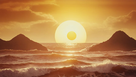 Sunset over the sea. Sunset over the sea. Sunset over the seaの素材