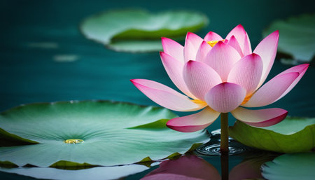 Lotus flower blooming in the pond with green leaf background.の素材