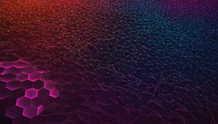 Abstract polygonal space low poly dark background with connecting dots and lines. Connection structure. 3d renderingの素材