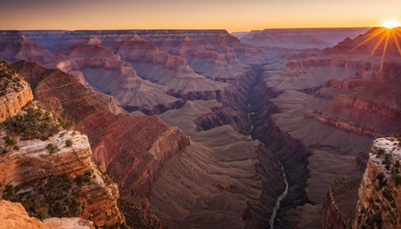 Sunset over the Grand Canyon National Park, Arizona, United Statesの素材