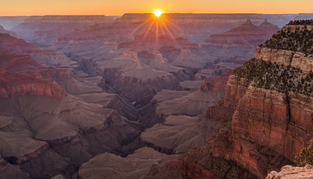 Sunset over the Grand Canyon National Park, Arizona, United Statesの素材
