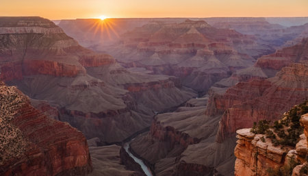 Sunset over the Grand Canyon National Park, Arizona, United Statesの素材