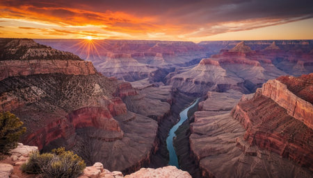 Sunset over Grand Canyon National Park, Arizona, United States.の素材