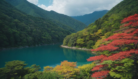 Mt. kawaguchiko lake in autumn, Japanの素材