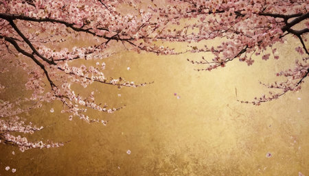 cherry blossom on grunge background with space for text or imageの素材