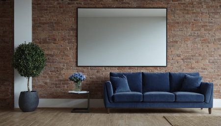 modern bright interiors apartment Living room mockup illustration 3D rendering computer generated imageの素材