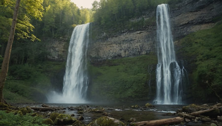 Waterfall in the forest. Waterfall in the forest. Waterfall in the forest.の素材