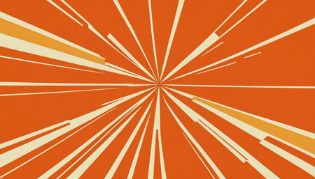 Orange and white sunbeams on a orange background, abstract backgroundの素材