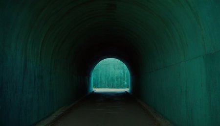Tunnel in the middle of the road. Abstract background.の素材