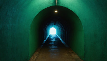 Tunnel with light at the end of the tunnel. Conceptual image.の素材