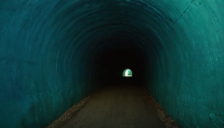 tunnel with light at the end of the tunnel, 3d renderingの素材