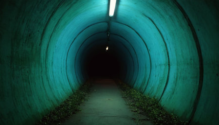 Tunnel with light at the end. 3D rendering.の素材