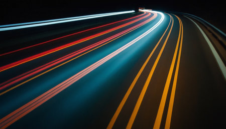 Car light trails in the tunnel. Long exposure photo taken in a tunnel below Veliko Tarnovoの素材