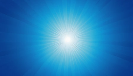 Abstract blue background with sun rays and lens flare. Vector illustration.の素材