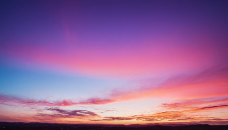 Colorful sunset in the mountains. Colorful sky with clouds.の素材