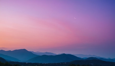 Beautiful sunset over the mountains. Landscape of mountains at sunset.の素材