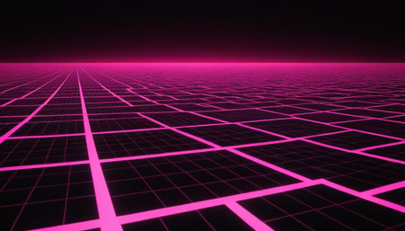 abstract background with purple grid, 3d render, computer digital illustrationの素材