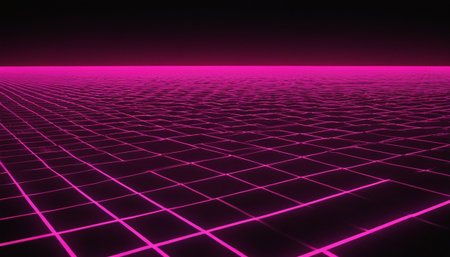 Abstract 3d rendering of a pink wireframe grid. Futuristic background.の素材