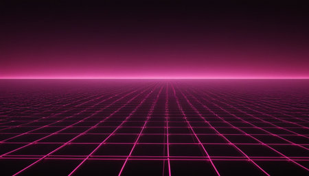 Futuristic background with glowing grid. 3d rendering, 3d illustration.の素材