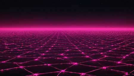 Futuristic technology background with glowing lines and dots. Network concept.の素材